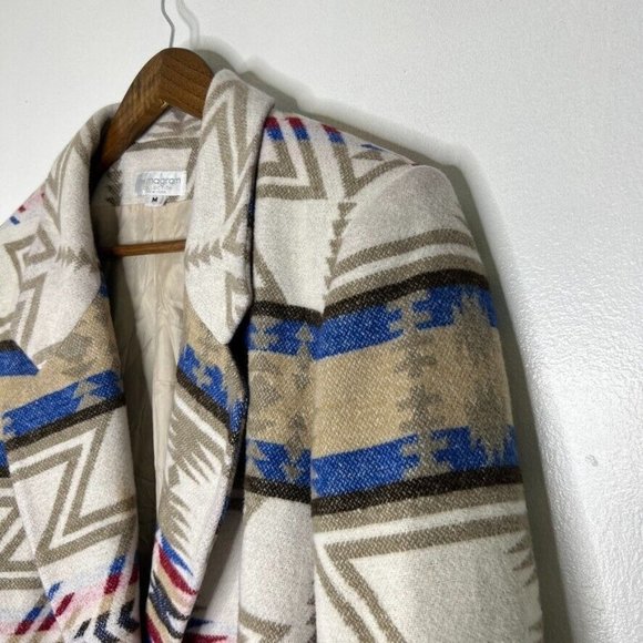 Pendleton Lookalike - Italian Wool Blend Aztec Western Print Jacket Coat Womens - Picture 2 of 13